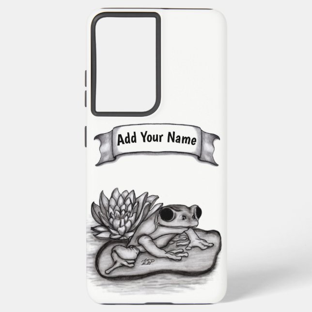 Coque Samsung Galaxy Froggy with Lotus Flower, Ajouter votre nom (Verso)