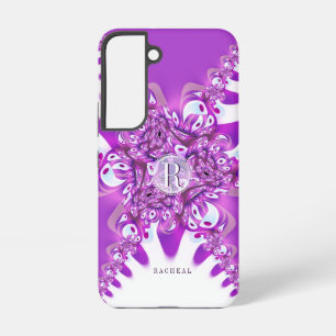 Coque Samsung Galaxy Fuchsia rose moderne Monogramme Vintage Nom person