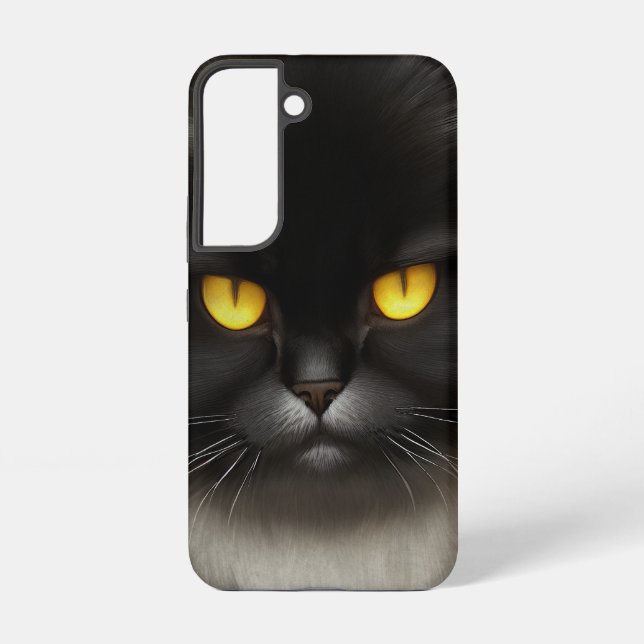 Coque Samsung Galaxy Funny Fluffeux noir Perse noir chaton visage (Verso)