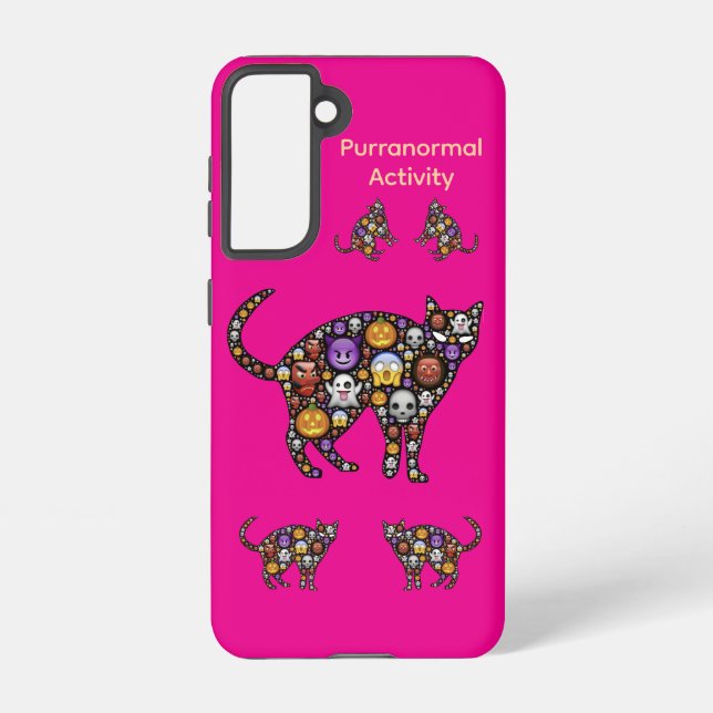 Coque Samsung Galaxy Funny Halloween Cat Galaxy Case – Fuchsia (Verso)