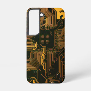 Coque Samsung Galaxy Geek Sortie carte circuit électronique orange PCB 