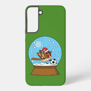 Coque Samsung Galaxy Globe de neige avec un moineau mignon jouant au so