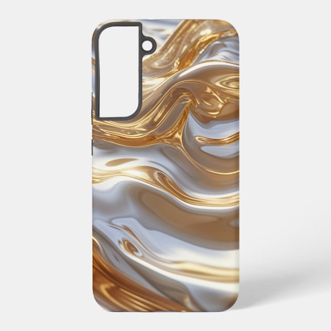 Coque Samsung Galaxy Gold and Silver Liquid Metal – Luxury Abstract (Verso)