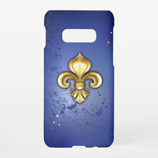 Coque Samsung Galaxy Gold Fleur de Lis on Blue (Dos)