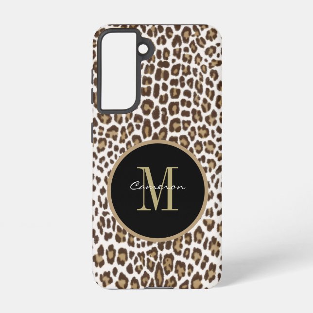 Coque Samsung Galaxy Gold Monogram Initial and Name On Black Gift (Verso)