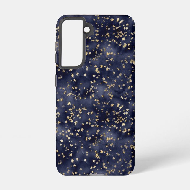 Coque Samsung Galaxy Gold Stars On Navy Night Sky (Verso)