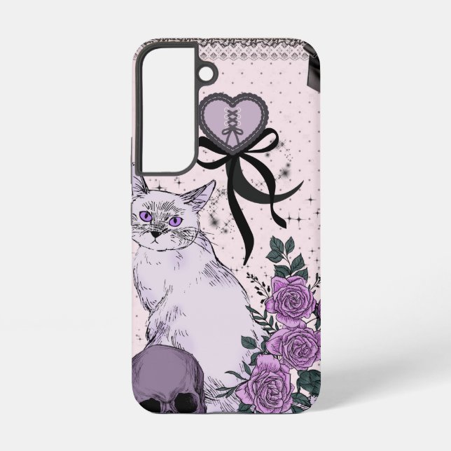 Coque Samsung Galaxy Goth Coquette Cat Phone Case – Pink & Black  (Verso)