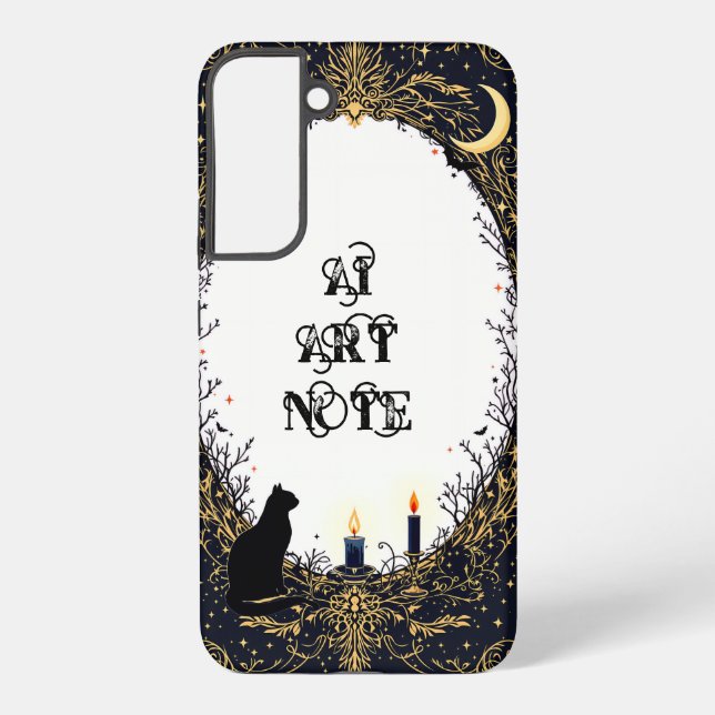 Coque Samsung Galaxy Gothic Black Cat and Candle Moonlit Frame (Verso)