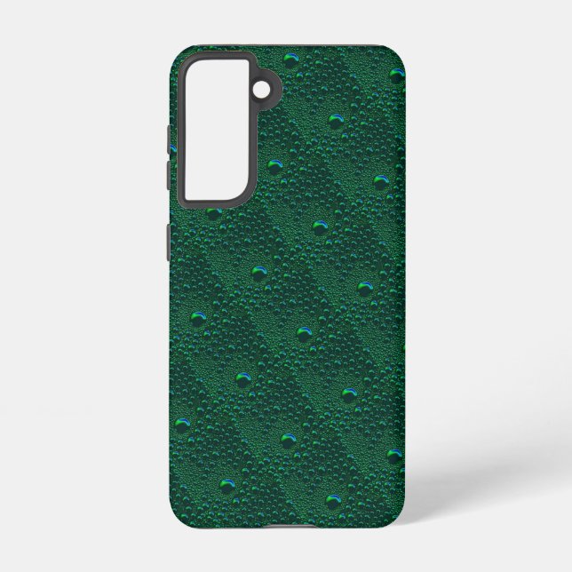 Coque Samsung Galaxy Gouttes d'eau sur métal vert (Verso)
