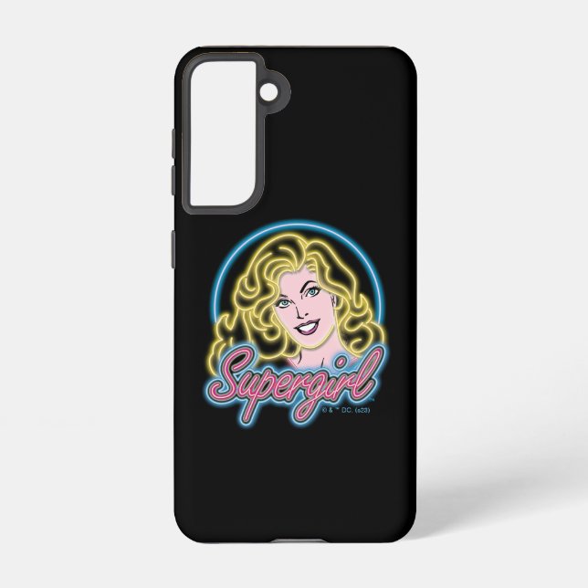 Coque Samsung Galaxy Graphique des lumières de Neon Retro Supergirl (Verso)