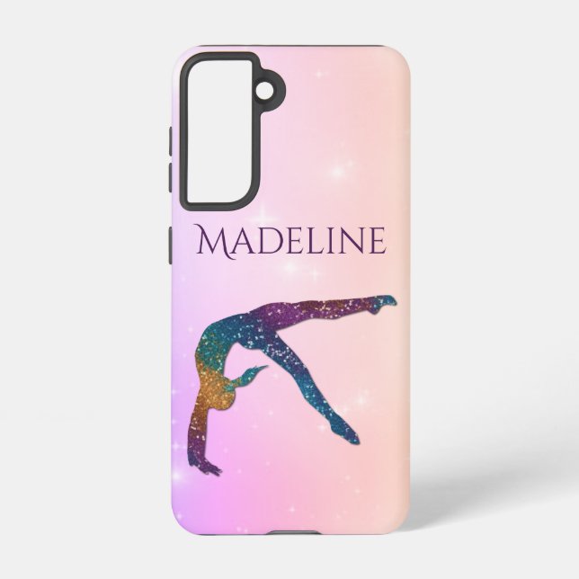 Coque Samsung Galaxy Gymnastique Glamour & Elégance avec Nom de Gymnast (Verso)