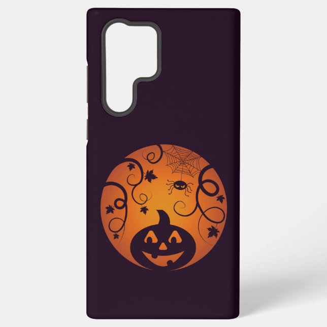 Coque Samsung Galaxy Halloween Jack-o'-lantern citrouille visage et ara (Verso)