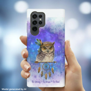 Coque Samsung Galaxy Hibou tribal – Soyez fort, soyez courageux, soyez 