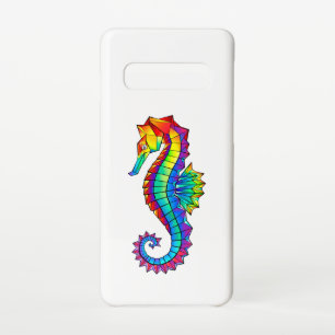 Coque Samsung Galaxy S10 Hippocampe polygonal arc-en-ciel