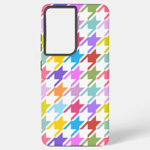 Coque Samsung Galaxy Houndstooth Multicolor+White Big Motif