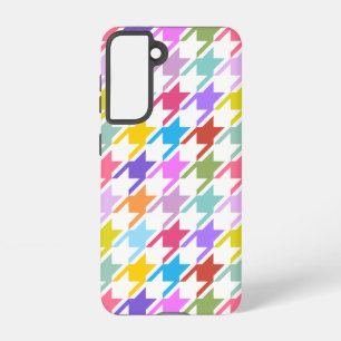 Coque Samsung Galaxy Houndstooth Multicolor+White Big Motif