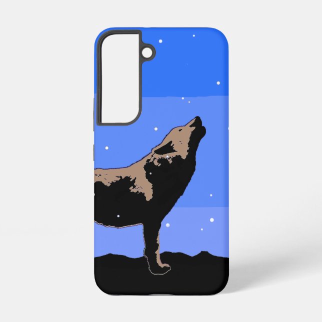 Coque Samsung Galaxy Howling Wolf en hiver - Art faunique original (Verso)