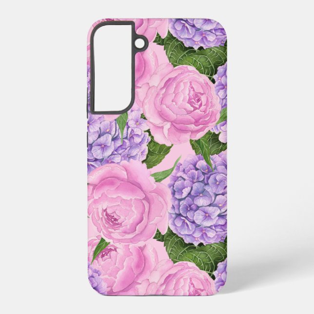 Coque Samsung Galaxy Hydrangea et motif de pivoine (Verso)