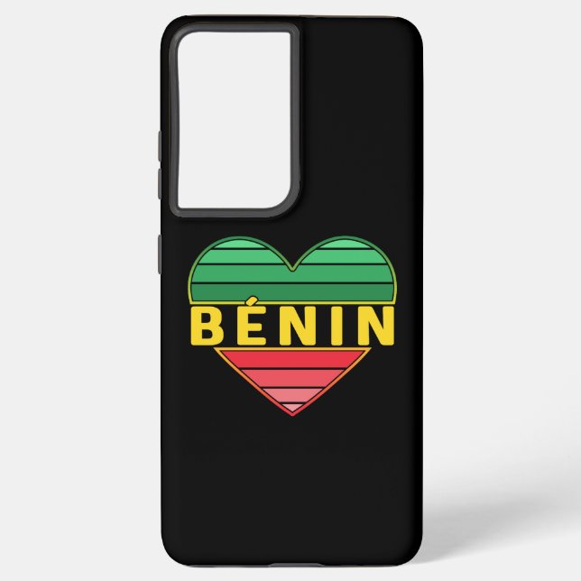Coque Samsung Galaxy I Love Bénin, Drapeau Beninais Couleurs Coeur (Verso)