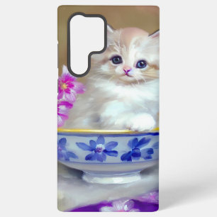 Coque Samsung Galaxy Illustration vintage de chaton blanc