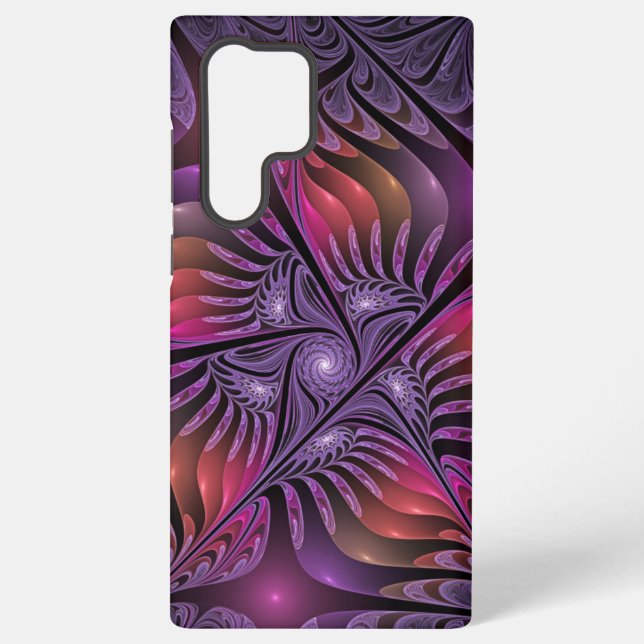 Coque Samsung Galaxy Imaginaire coloré Abstrait Trippy Violet Fractal (Verso)
