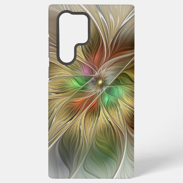 Coque Samsung Galaxy Imaginaire Floral Avec Or Moderne Abstrait Fractal (Verso)