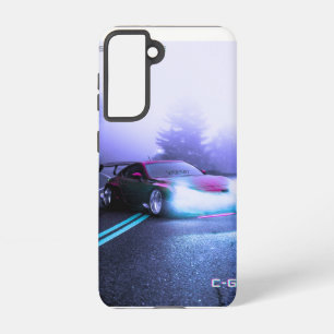 Coque Samsung Galaxy imaginaire voiture de sport au bord de la route su