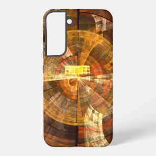 Coque Samsung Galaxy Intégrité Radial Art Abstrait dans des Tons Dorés