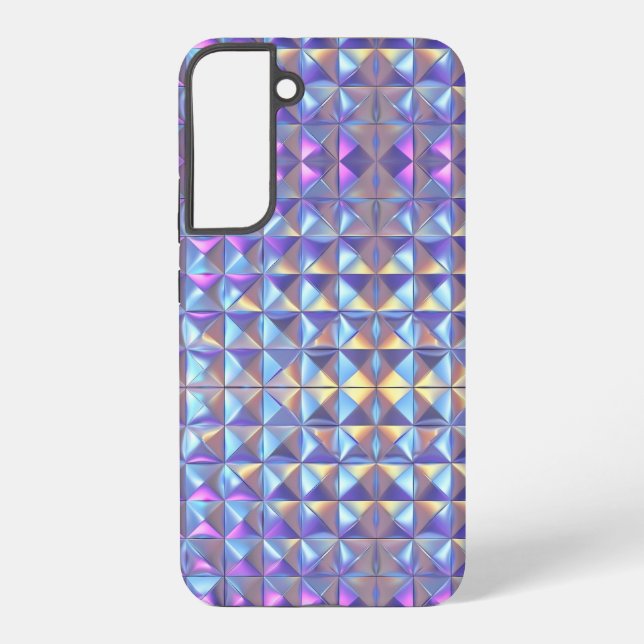Coque Samsung Galaxy Iridescendance en or, bleu et violet géométrique 2 (Verso)