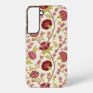 Coque Samsung Galaxy Jacobean Floral Grand Motif Reds Pinks Gold Creme