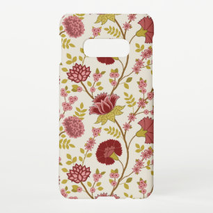 Coque Samsung Galaxy S10E Jacobean Floral Grand Motif Reds Pinks Gold Creme