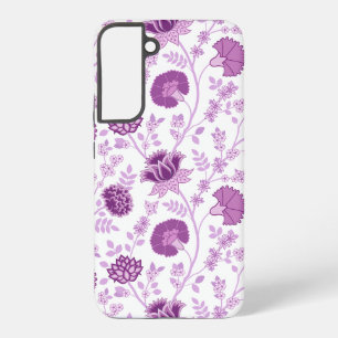 Coque Samsung Galaxy Jacobean Floral Grand Motif rose sur blanc