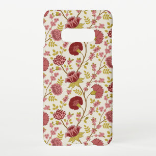 Coque Samsung Galaxy S10E Jacobean Floral Pattern Rouge Rose Gold Crème
