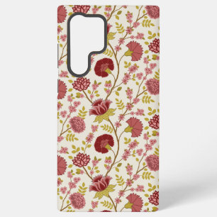 Coque Samsung Galaxy Jacobean Floral Pattern Rouge Rose Gold Crème