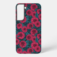 Jardin de Dahlia Rouge/feuilles bleus
