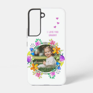 Coque Samsung Galaxy JE VOUS AIME GRANNY Photo Colorful Floral Moderne