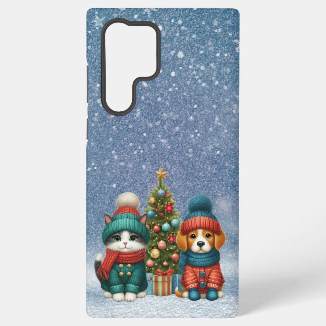 Coque Samsung Galaxy Joli chiot de Noël & chaton (Verso)
