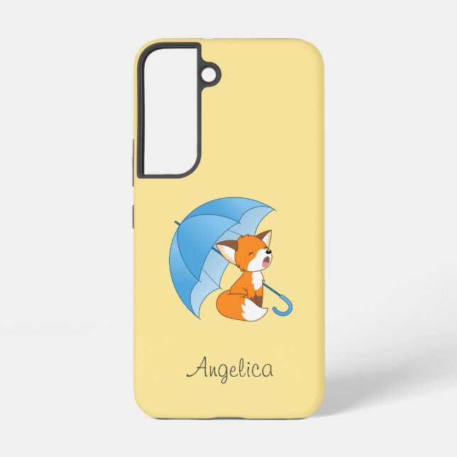 Coque Samsung Galaxy Joli Petit Renard dormant sous parapluie (Verso)