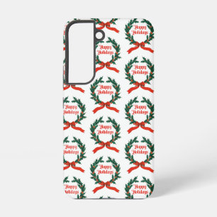 Coque Samsung Galaxy Joyeuses vacances Vintage Holly Noël Wreath