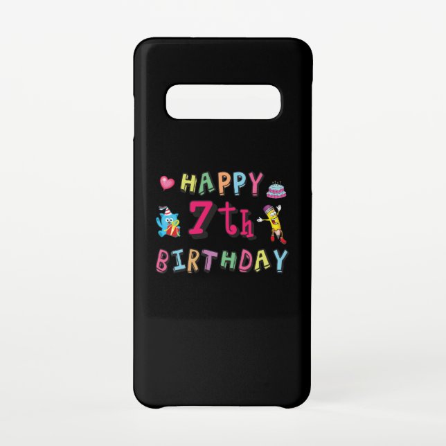 Coque Samsung Galaxy Joyeux 7ème anniversaire. 7 ans. (Dos)