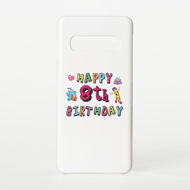 Coque Samsung Galaxy Joyeux 8e anniversaire. 8 ans b-jour. (Dos)