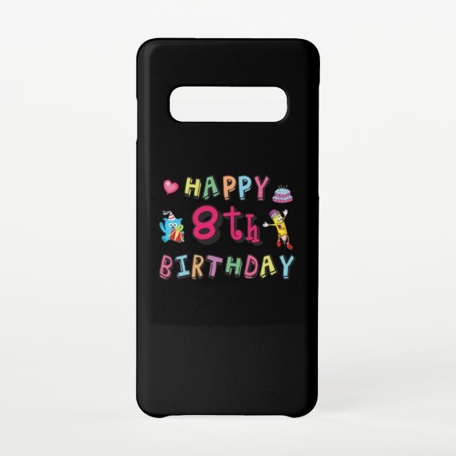 Coque Samsung Galaxy Joyeux 8e anniversaire. 8 ans b-jour. (Dos)
