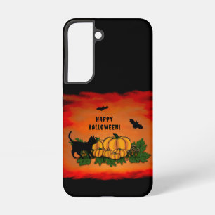 Coque Samsung Galaxy Joyeux Halloween, Chat Noir, Chauve-souris et Citr