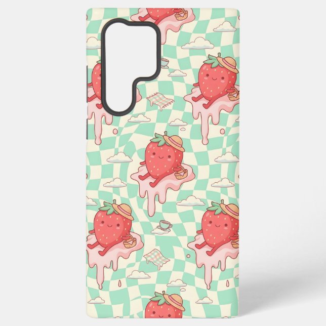 Coque Samsung Galaxy Kawaii Strawberry Picnic Pattern (Verso)