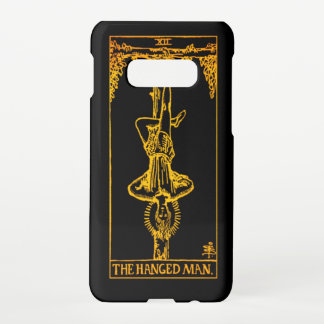 Coque Samsung Galaxy S10E La carte du pendu du Tarot | Noir & Or | 