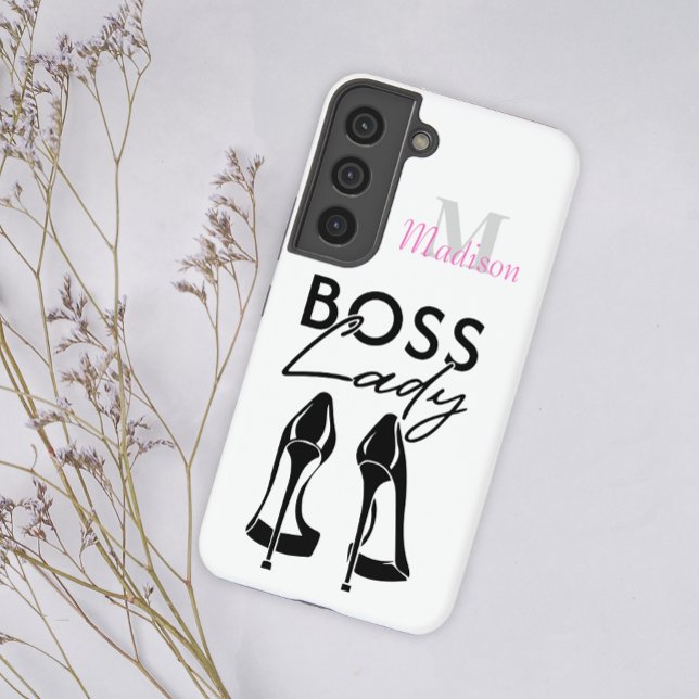 Coque Samsung Galaxy Lady Boss Moderne Haut talons Monogramme Ajouter u (Créateur téléchargé)