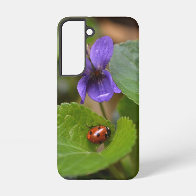 Coque Samsung Galaxy Ladybug sur les fleurs de violet doux (Verso)