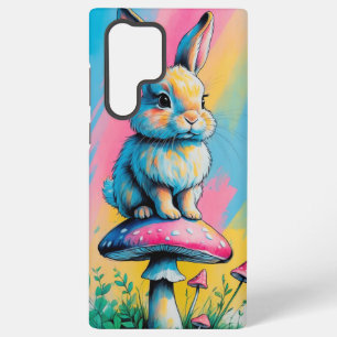 Coque Samsung Galaxy Lapin jouant sur un animal coloré de champignon