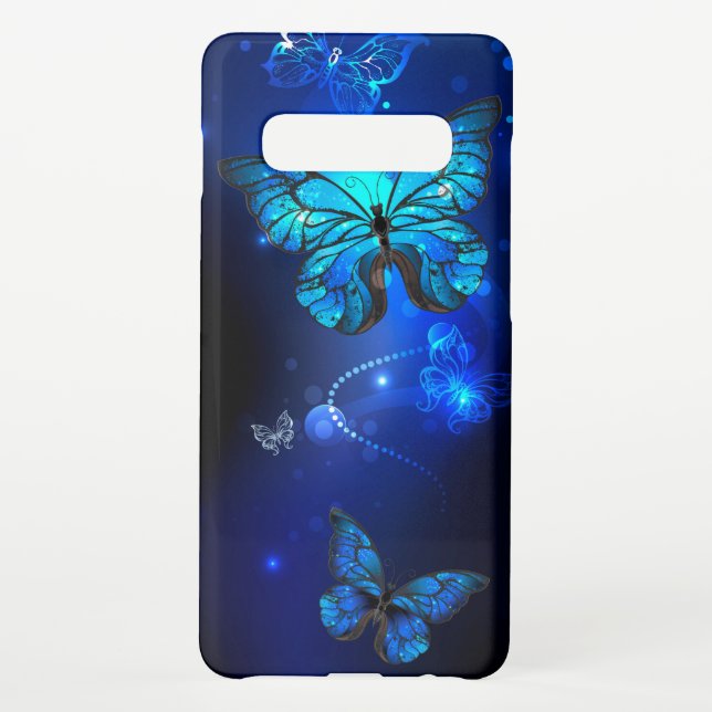 Coque Samsung Galaxy Le papillon morpho dans l'Arrière - plan sombre (Dos)