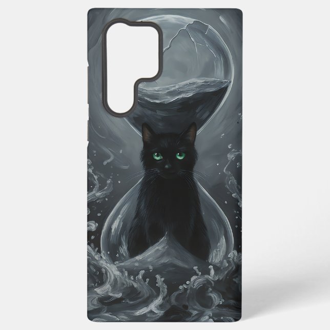 Coque Samsung Galaxy Le sablier éternel : Le chat noir du temps (Verso)